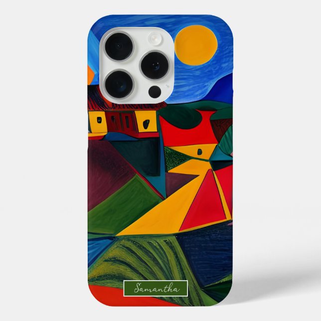 Colourful abstract village landscape iPhone case (Back)