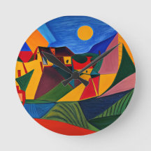 Colourful abstract village landscape 