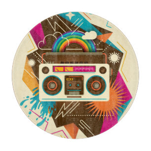 Colourful Abstract Vintage Radio Illustration Cutting Board