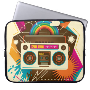 Colourful Abstract Vintage Radio Illustration Laptop Sleeve