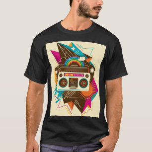 Colourful Abstract Vintage Radio Illustration T-Shirt