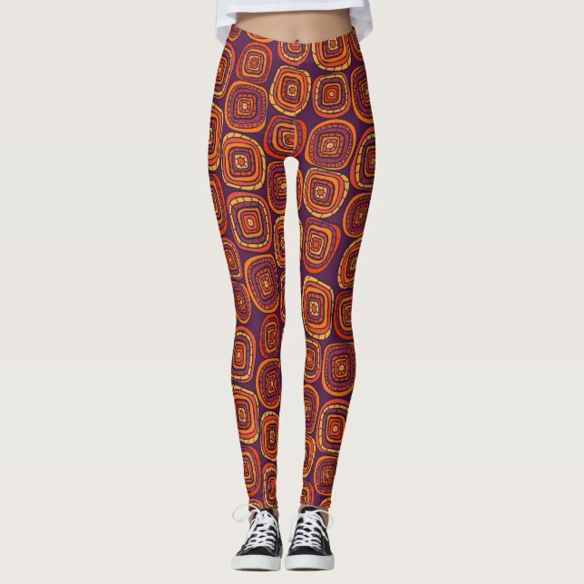 Colourful abstract, vintage seamless pattern. leggings (Front)