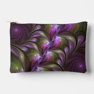 Colourful Abstract Violet Purple Khaki Fractal Art Accessory Pouch