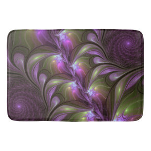 Colourful Abstract Violet Purple Khaki Fractal Art Bath Mat