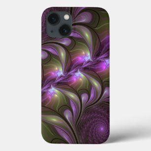 Colourful Abstract Violet Purple Khaki Fractal Art iPhone 13 Case
