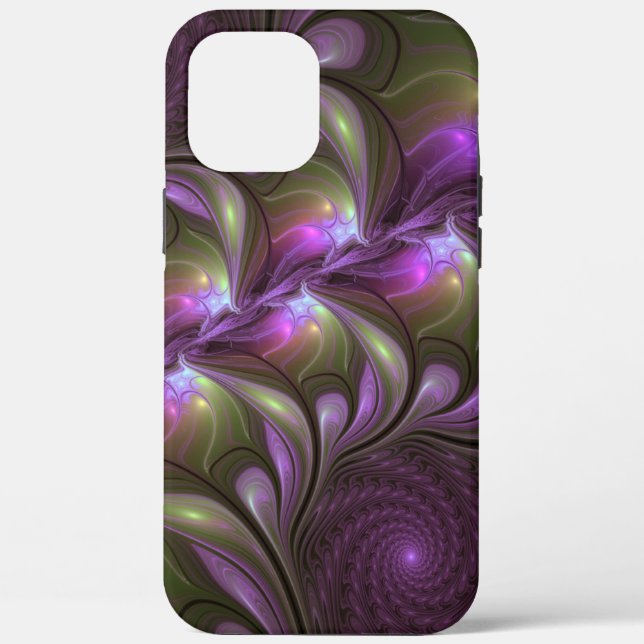 Colourful Abstract Violet Purple Khaki Fractal Art Case-Mate iPhone Case (Back)
