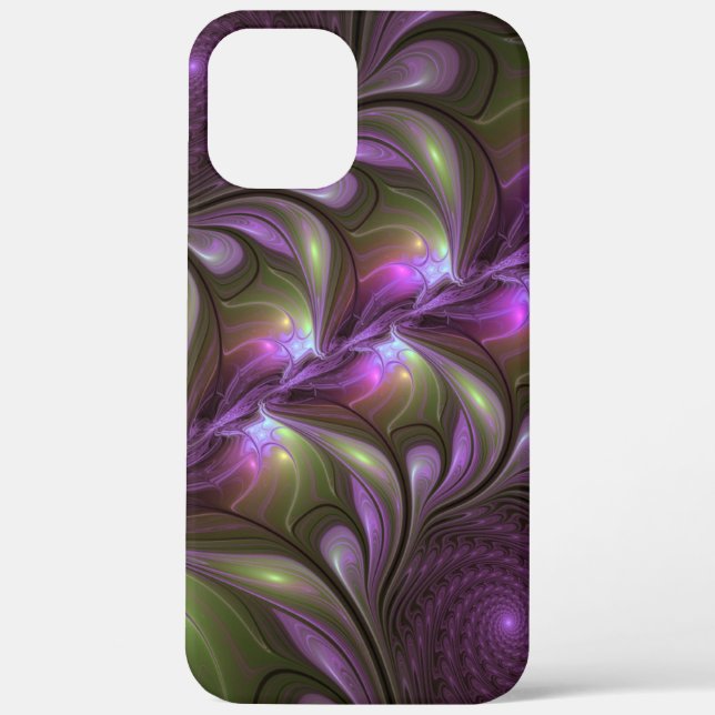 Colourful Abstract Violet Purple Khaki Fractal Art Case-Mate iPhone Case (Back)