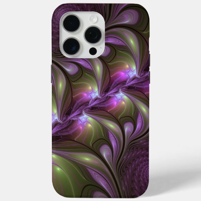 Colourful Abstract Violet Purple Khaki Fractal Art Case-Mate iPhone Case (Back)