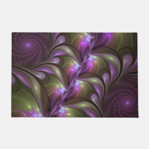 Colourful Abstract Violet Purple Khaki Fractal Art Doormat