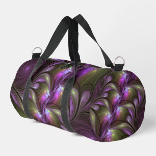 Colourful Abstract Violet Purple Khaki Fractal Art Duffle Bag