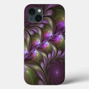 Colourful Abstract Violet Purple Khaki Fractal Art iPhone 13 Case