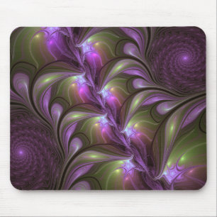 Colourful Abstract Violet Purple Khaki Fractal Art Mouse Pad