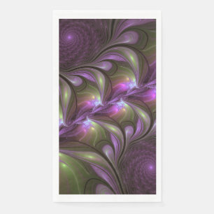 Colourful Abstract Violet Purple Khaki Fractal Art Napkin