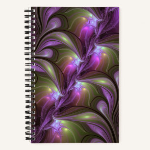 Colourful Abstract Violet Purple Khaki Fractal Art Notebook