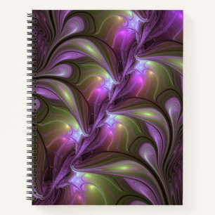 Colourful Abstract Violet Purple Khaki Fractal Art Notebook