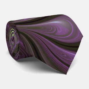 Colourful Abstract Violet Purple Khaki Fractal Art Tie