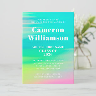 Colourful Abstract Watercolor Graduation Party Invitation