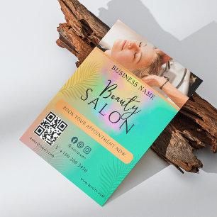 Colourful Abstract Watercolor Hair Stylist Script Flyer