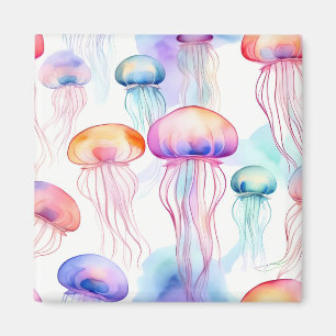 Colourful abstract watercolor jellyfish magnet