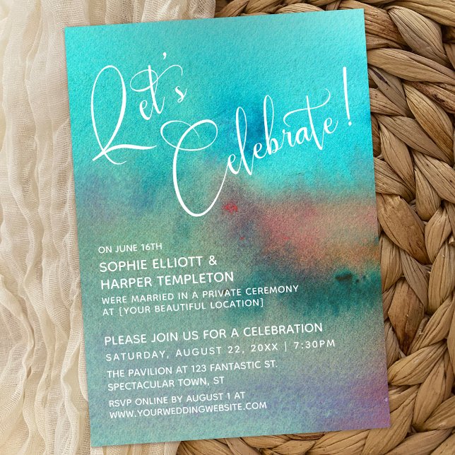 Colourful Abstract Watercolor Let's Celebrate! Invitation (Creator Uploaded)