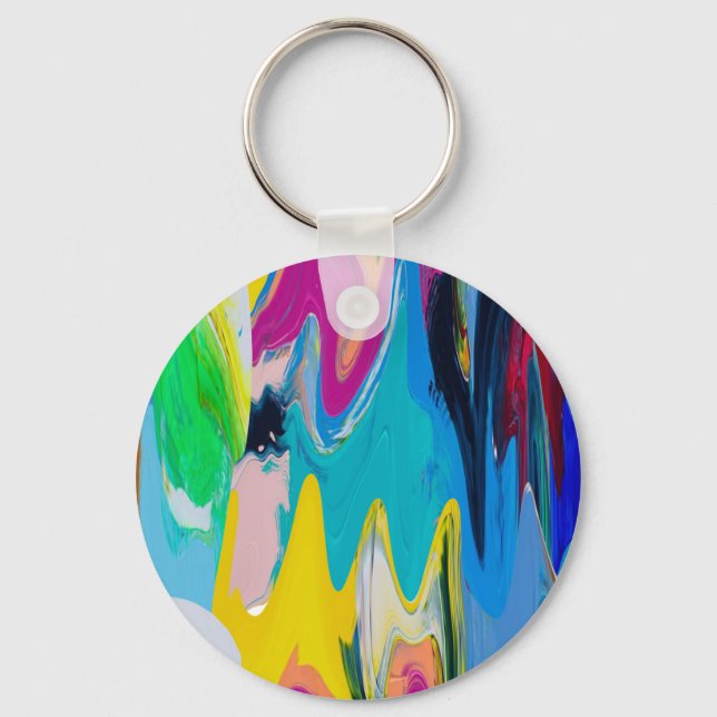 Colourful abstract, watercolor motion blur. key ring (Front)