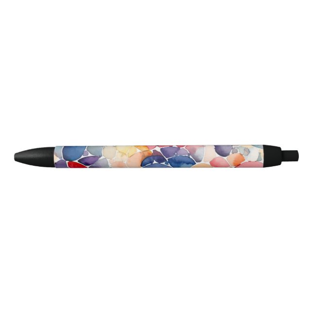 Colourful Abstract Watercolor Pattern  Black Ink Pen (Front)