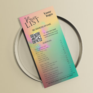 Colourful Abstract Watercolor Service Price List  Rack Card