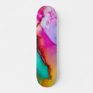 Colourful Abstract Watercolor Skateboard