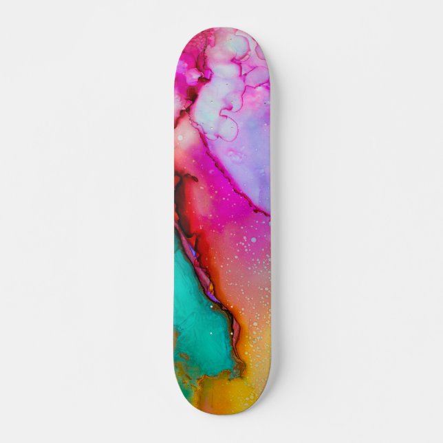 Colourful Abstract Watercolor Skateboard (Front)