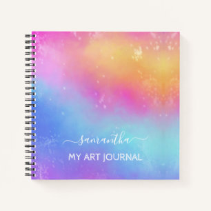 Colourful Abstract Watercolor Sketchbook  Name Notebook