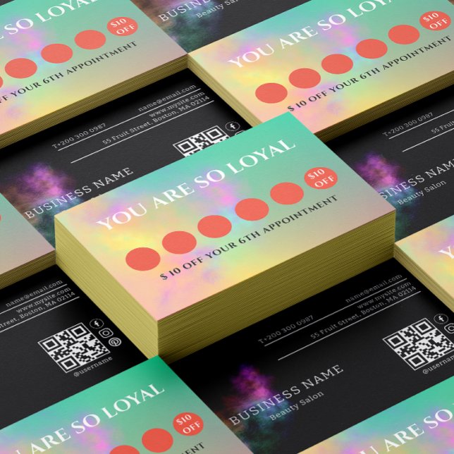 Colourful Abstract Watercolor Small Business Loyalty Card (Colourful Abstract Watercolor Hair Beauty Salon Loyalty Card)