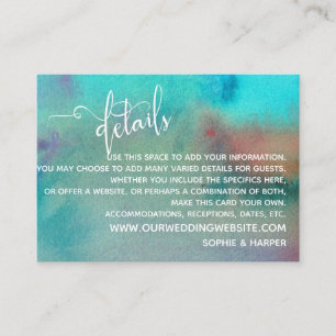 Colourful Abstract Watercolor Wedding Details Enclosure Card