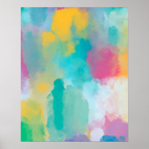 Colourful Abstract Watercolour Painting Poster