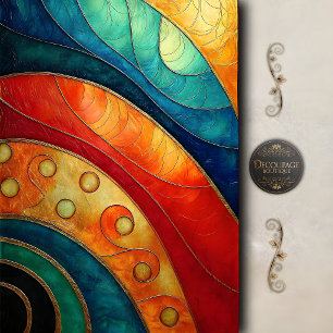 Colourful Abstract Wave Decoupage Tissue Paper