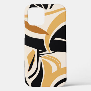 Colourful abstract wave pattern on beige. Vintage iPhone 12 Case