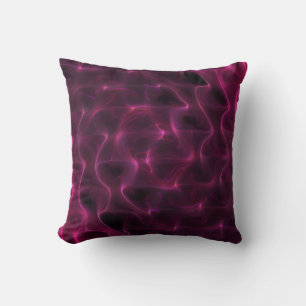 Colourful Abstract Waves Black Background Cushion