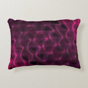 Colourful Abstract Waves Black Background Decorative Cushion