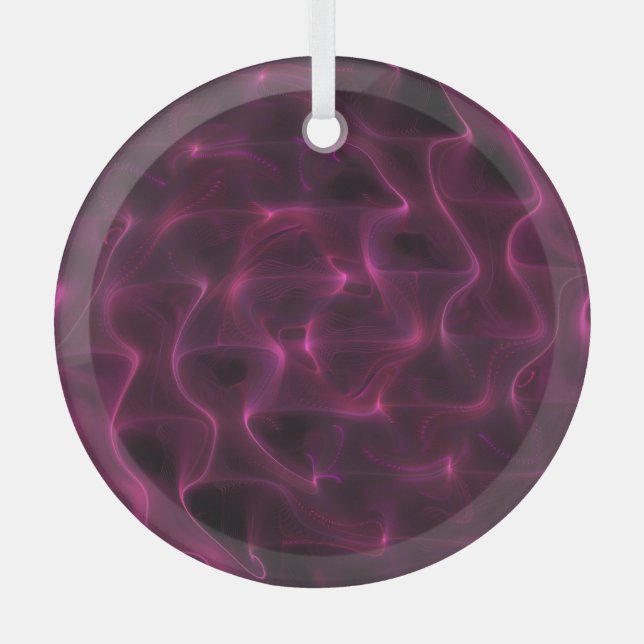 Colourful Abstract Waves Black Background Glass Tree Decoration (Front)