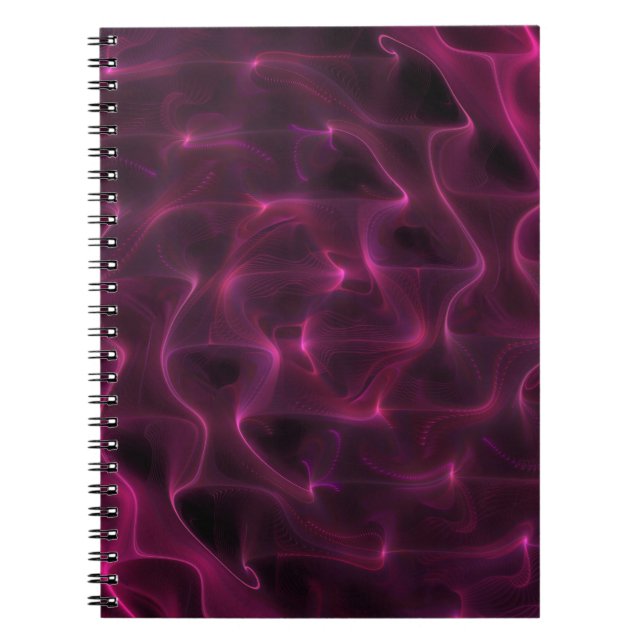 Colourful Abstract Waves Black Background Notebook (Front)