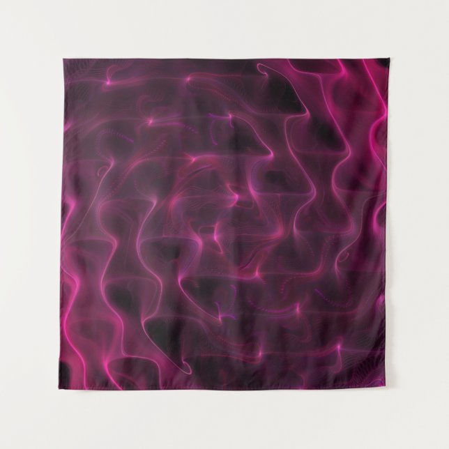 Colourful Abstract Waves Black Background Tapestry (Front)