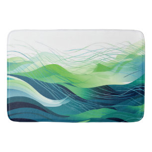 Colourful abstract waves design bath mat