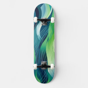 Colourful abstract waves design skateboard