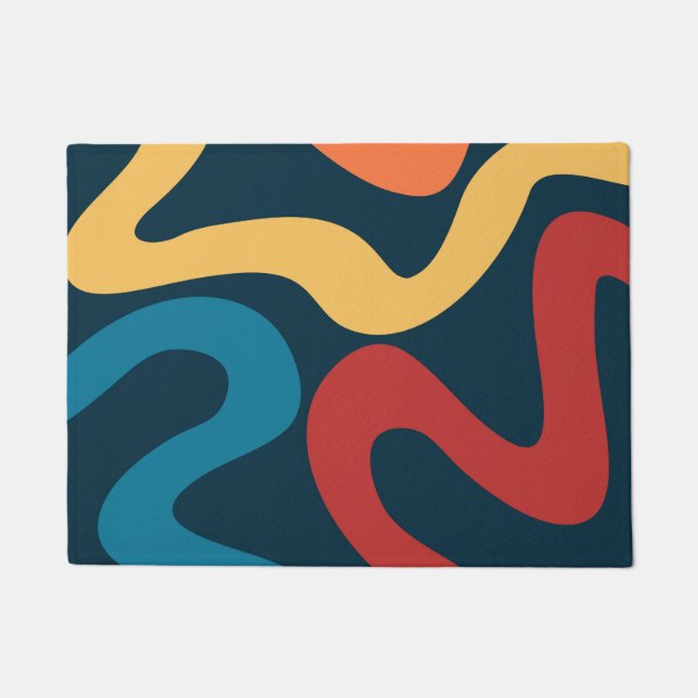 Colourful abstract waves doormat (Front)
