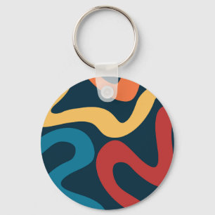 Colourful abstract waves key ring