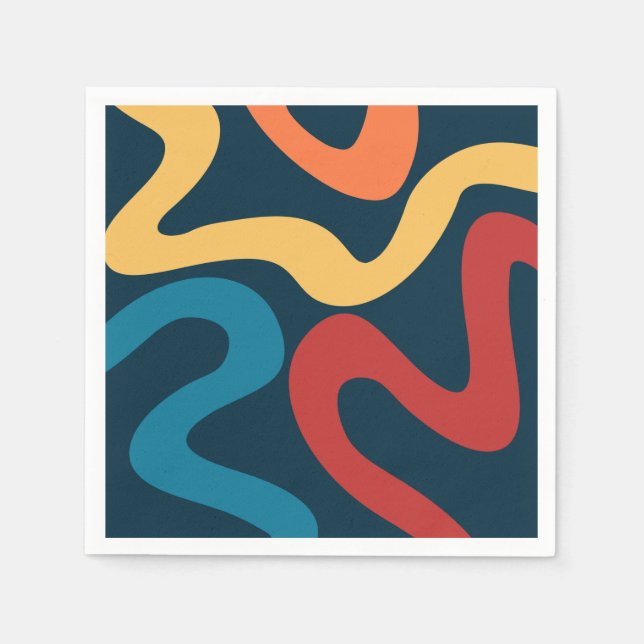 Colourful abstract waves napkin (Front)