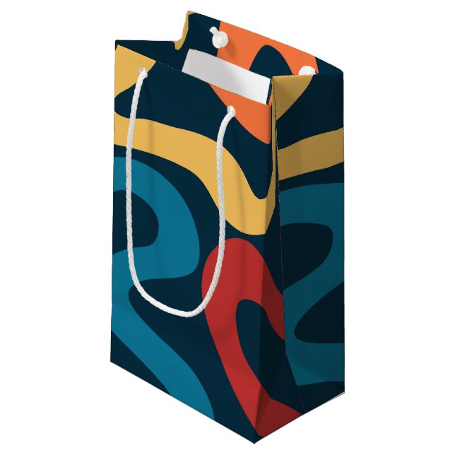 Colourful abstract waves small gift bag (Front Angled)