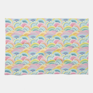 Colourful Abstract Waves Tea Towel