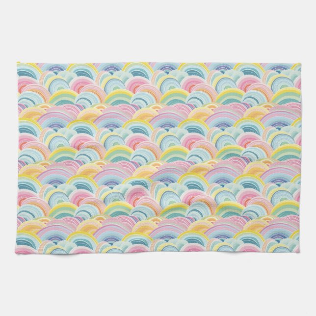 Colourful Abstract Waves Tea Towel (Horizontal)
