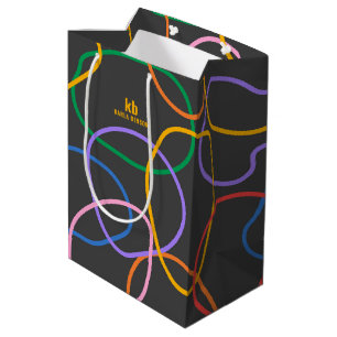 Colourful Abstract Wavi lines Pattern Medium Gift Bag