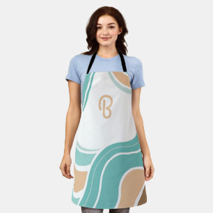 Colourful abstract wavy blue orange brown apron